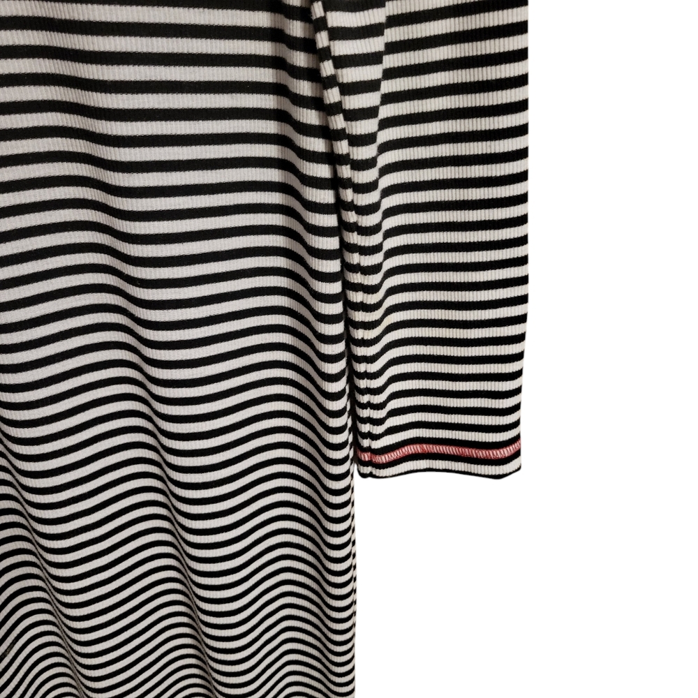 Striped Long Sleeve Midi Dress in Black & White - Picture 5 of 8